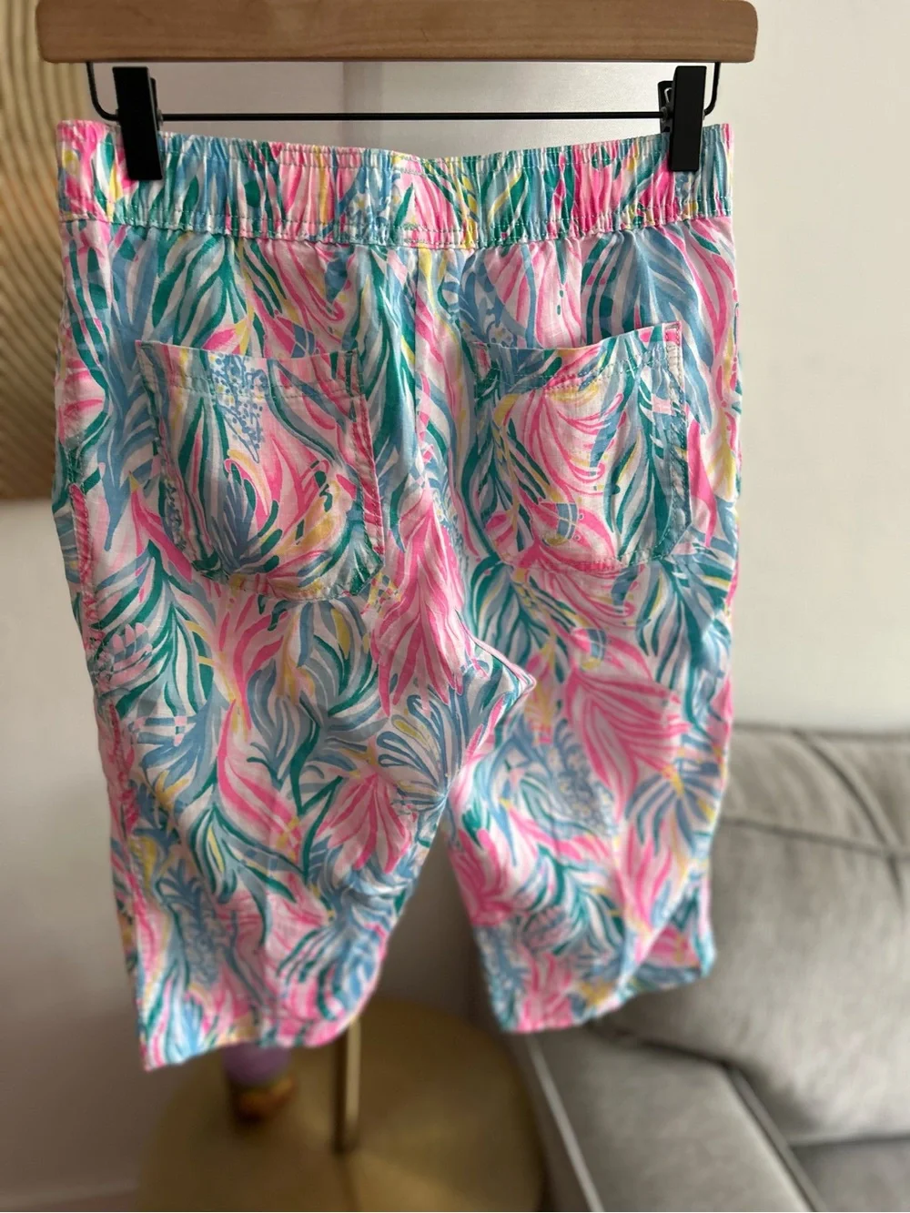 Lily Pulitzer Linen Shorts Bermudas Size Xs Pull On Tropical